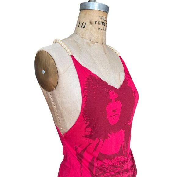 Vintage Red Graphic Camisole Tank with Pearl Beaded Straps Size S - Picture 2 of 7